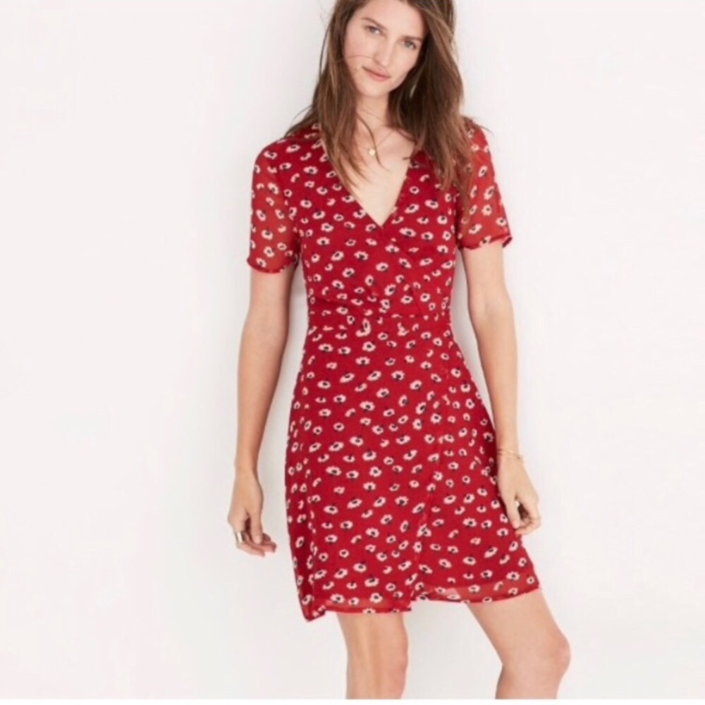 Madewell Seattle floral wrap front dress（hold）